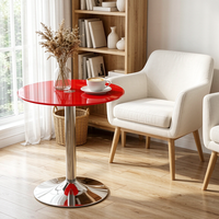 Mesa Auxiliar Redonda de Vidrio Templado Resistente, Mesa de Centro con Pedestal, Muebles Modernos para Sala de Estar, Mesa Lateral para Villa
