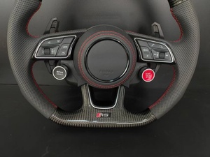 พวงมาลัยคาร์บอนไฟเบอร์สำหรับ <span class=keywords><strong>Audi</strong></span> TT S4 S5 S6 S7 S8 A3 A4 A5 A6 A7 A8 Q3 Q5 Q7, พวงมาลัยหนังแบบเจาะรูรุ่นอัพเกรด - Product Image 4