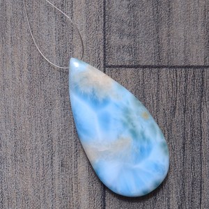 Larimar 22x45mm, Cuentas de Briolette Lisas en Forma de Pera, Larimar Natural Raro, Colgante de Tamaño Grande, Piedra Semipreciosa, Cuentas Sueltas para Joyería - Product Image 3