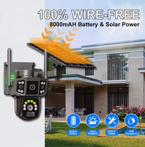 Caméra de sécurité extérieure à énergie solaire WIFI V380PRO 2K en circuit fermé à double objectif Caméra de sécurité CCTV dôme étanche 2K Détection humaine - Product Image 3