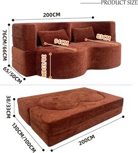 Sofá cama plegable convertible, de dos asientos sofá cama, suelo moderno, futón, sofá de dos <span class=keywords><strong>plazas</strong></span>, colchón relleno de espuma, Hotel, Hospital, escuela - Product Image 3