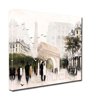 Toile de peinture de paysages célèbre, café de Paris, constructeur de rue, répétition
