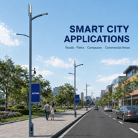 Farola Inteligente de Doble Brazo XUYIDA con Cámara PTZ, Pantalla LED, WiFi 5G, IP66 Impermeable para Carreteras de Ciudades Inteligentes