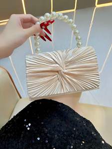 Bolso de Fiesta PLAYMAX para Mujer, Diseño Cuadrado Horizontal con Cierre Magnético, Adornado con Cuentas y Cristales, en Poliéster, Venta al Por Mayor - Product Image 2