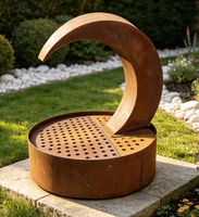 Fontaine d'eau en acier corten moderne pour jardin extérieur, résistante au feu et à l'eau, écologique et durable, 110-230V