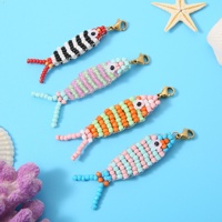 Nouvelle Collection Européenne et Américaine : Pendentif Poisson Mignon en Perles Colorées, Série DIY Faite Main en Pierre Naturelle, Style Simple et Élégant