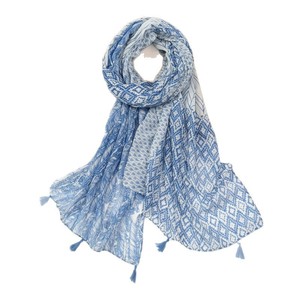 Nouvel arrivage : Écharpe artistique texturée de style japonais à imprimé géométrique en coton, lin et polyester pour femme - Idéale pour les voyages - Product Image 5