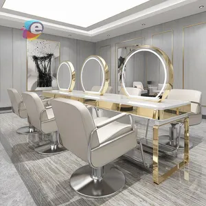Hair dressing work station with mirrors Shop Showcase Supplier Led Light Shelves Retail Confectionery Store Fixtures OEM