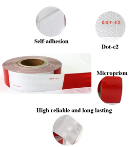 DOT-C2 bianco e rosso 2 ''X45.7M Retro nastro riflettente Cinta riflettore adesivo del veicolo vistosità nastro per rimorchio del camion - Product Image 6