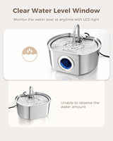 Fontaine à eau pour animaux de compagnie en acier inoxydable de 3,2 L avec pompe de circulation et filtre pour chats d'intérieur