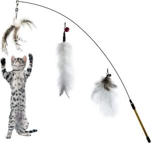 Interaktiver Elastischer Katzenwedel <span class=keywords><strong>Teaser</strong></span> Ersatzanhänger mit Federschwanz für Drinnen, zum Spielen, Jagen und Trainieren für Kätzchen - Product Image 1