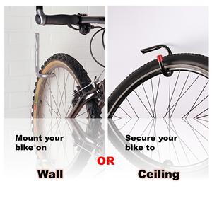 Support de roue de rangement mural pour vélo Crochet tubulaire pour montage au plafond Crochet de vélo en métal pour garage atelier gain de place - Product Image 3
