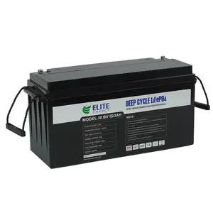 النخبة دورة العميق 80% وزارة الدفاع lifepo4 12v 150 آه القابلة لإعادة الشحن بطارية أيون الليثيوم 12v 150ah 200ah مع bms 150a ذكي