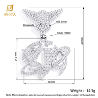 Colgante NUOYA personalizado de plata de ley 925 con moissanita, diseño de águila y letra Tierra, pasa la prueba del diamante, joyería hip hop, regalo para hombres