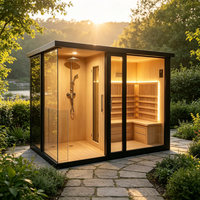 Ruang Sauna Kayu Cedar Merah Desain Modern untuk Rumah, Vila, Spa, Pijat, Pemanas Ruangan Uap Kayu Indoor Outdoor, Shower Inframerah