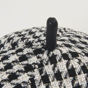 Autumn Winter New Arrival British French Beret Trendy Fashion Women Houndstooth Checkered Beret <b>Hat</b> - Product Image 3