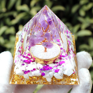 <b>Crystal</b> <b>Chip</b> Pyramid Resin Epoxy Craft Desktop Ornament Amethyst Tree Copper Jar White Turquoise Home Decoration - Product Image 4