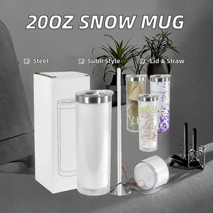 Vendita calda 20oz sublimazione dritto glitterato Tumbler <span class=keywords><strong>Design</strong></span> moderno Snowglobe tazza di caffè con coperchio paglia per la Soda Beer caffè regali - Product Image 5