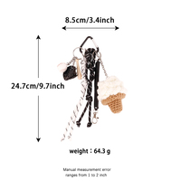Breloque de sac en crochet personnalisée OEM en forme de crème glacée avec pendentif baseball pour sac à dos, rétroviseur de voiture, pochette Ramadan, décoration de sac