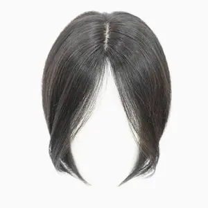 브라질 스트레이트 인간의 머리카락 Toupees 토퍼 흑인 여성을위한 개인 상표 클립 인간의 머리카락 앞머리 중간 부분