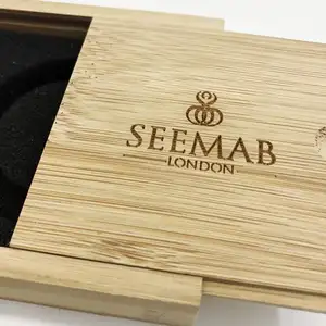 Caixa de armazenamento do logotipo da gravura do oem, caixa de madeira do bambu do presente da jóia
