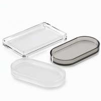 Plateau à bijoux en acrylique personnalisé, organisateur transparent pour boucles d'oreilles et bagues, présentoir de comptoir de boutique avec logo sur le rebord pour la vente au détail et les cadeaux