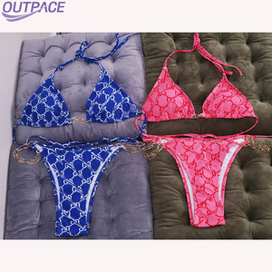 Fabricante Chino de Bikinis Personalizados, <span class=keywords><strong>Bikini</strong></span> de Tanga de Secado Rápido para Mujer de Talla Grande, Spandex/Poliéster, Venta al por Mayor de Trajes de Baño - Product Image 1
