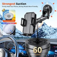Support Téléphone Voiture 3-en-1 en Gros, Commande en Gros, Fixation Ventouse à Verrouillage Rapide en 1 Étape, Livraison Rapide, Compatible Dropshipping, Tous Smartphones