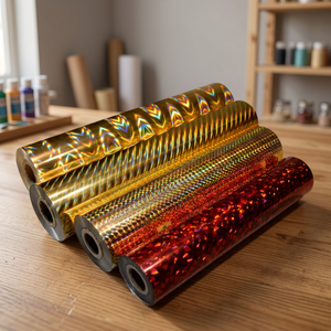 Emeteq Technology Holographic Gold Silver Foil Hot Stamping <b>Rolls</b> Water Resistant PET Packaging Film for <b>Paper</b> Applications Made - Product Image 4