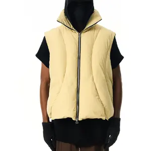 Custom Plus Size Unisex Patchwork Stand Collar Sleeveless Down Jacket High Quality Vest For Women Men