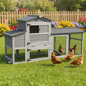 SDC100 Pollaio in Legno Ecologico Impermeabile con Ruote, Facile da Pulire, Gabbia per Pollame da Esterno con Nido e Recinto - Product Image 2