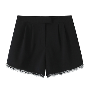 Shorts mi-taille vintage respirants et écologiques, ornés de dentelle tissée, très stylés, nouvelle collection printemps 2026 - Product Image 1