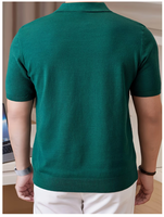 Vente en gros de T-shirts personnalisés pour hommes, coupe ajustée, tricot texturé vertical, col en V, manches courtes, respirant, décontracté, uni, pour l'été