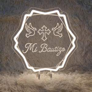 Letreros de Neón para Decoración de Bautizos, Letrero Luminoso LED para Mi Bautizo, Decoración Perfecta para Fiestas de Cumpleaños, Letreros de Neón Personalizados en Stock - Product Image 3