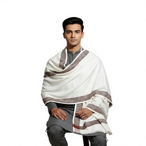 Men Winter <b>Wool</b> Shawl Ethnic <b>Wrap</b> Scarf Floral Patterned Border Warm Breathable Skin-Friendly for Cold Weather - Product Image 4