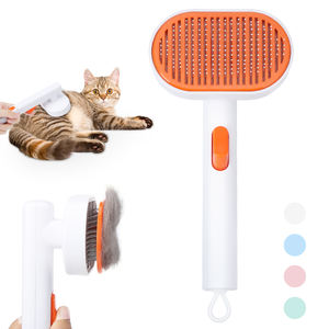 Spazzole autopulenti per massaggi in acciaio inossidabile per animali domestici pettine per gatti e cani spazzola per rimozione peli di animali domestici con pulsante di rilascio - Product Image 1