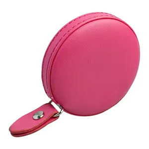 New Cheap Customized Logo Ladies Pink Retractable PU Leather Tailor Promotional Tape Measures