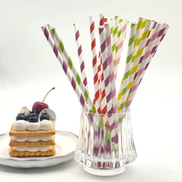 Pailles à boire en papier jetables aux couleurs personnalisées - Pailles biodégradables écologiques pour les fêtes, motif rayé populaire, pour la nourriture