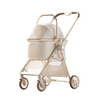 Carrito de Lujo Ligero y Ajustable para Mascotas con 4 Ruedas, Plegable, Ultraligero, Desmontable y Portátil para Viajes