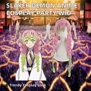Peluca de Cosplay de Anime de Moda Más Vendida de Slayer Demon, Semitermoadherida, <span class=keywords><strong>Shinobu</strong></span> Kocho, Kanroji Mitsuri, Tokito Muichiro, PQ Alta Calidad - Product Image 2