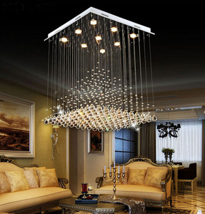 Lampadario Moderno a Piramide Quadrata in Cristallo con Lampadine G10, Lampada a Sospensione per Arredamento Soggiorno e Hotel - Product Image 4