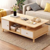 Table basse extensible en bois massif de style nordique moderne, idéale pour les petits appartements et les salons de balcon
