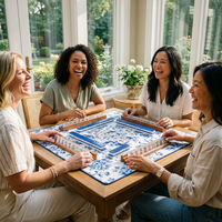 Juego de Mahjong Americano Grandmillennial, 166 Fichas, Acrílico Rosa Verde Vibrante, 3 Capas, Estándar NMJL, Juego Social