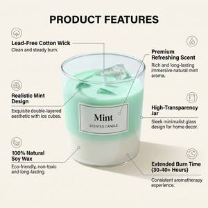 Luxury Two-layer Bicolor Scented Soy Wax <b>Candle</b> With Crystals For Minimalist Home Decor Wholesale Private Label Premium <b>Set</b> - Product Image 3