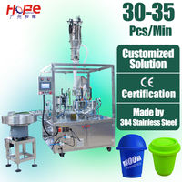 Machine de remplissage et de bouchage rotative entièrement automatique à 2 têtes pour tubes en verre/plastique de 200 ml, pour le remplissage de poudre de café en dosettes/capsules