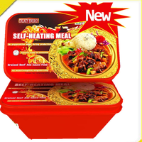 Plat chinois prêt à manger, saveur de bœuf braisé, riz, repas auto-chauffant