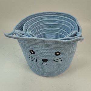 Terry Bear Cotton <b>Rope</b> Woven <b>Storage</b> <b>Basket</b> Home Organization <b>Basket</b> - Product Image 4