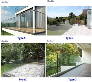 모던 디자인 야외 알루미늄 유리 난간 강화 안전 유리 UV 저항성 저유지보수 DIY 304/316 - Product Image 5