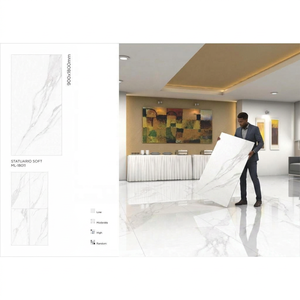 Losas de porcelana digital de alto brillo Statuario White de 900x1800 mm para pisos de lujo en interiores. - Product Image 1