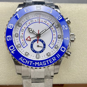 Reloj cronógrafo mecánico de lujo de súper calidad, resistente al agua, 44 mm, KFfactory 1166-80, acero 904L, movimiento 7750, cerámica azul, estilo Yacht. - Product Image 1